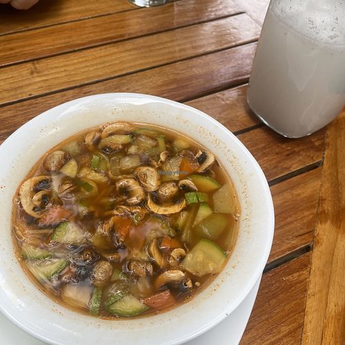 Caldo de camaron  at Soe Vegano in Mexico City