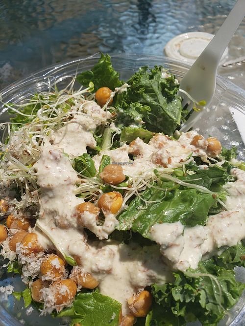 Cesar salad with chickpeas and vegan dressing at Karma Cleanse Cafe in Chestertown