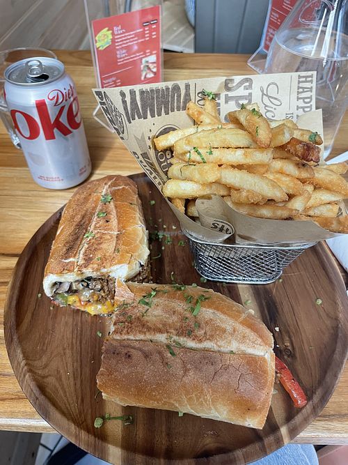 Philly cheese steak  at NSV Creative Caribbean Kitchen in Brooklyn