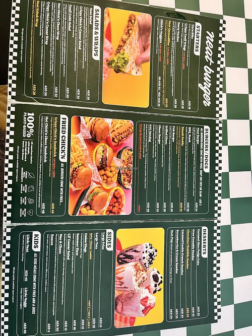 Menu  at Neat Burger - Dubai Mall in Dubai