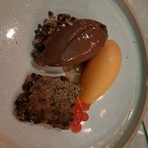 DEEP FRIED MARS BAR

Chocolate Ganache / Irn Bru Sorbet / Cocoa Nib at Six by Nico in Glasgow