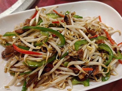 bean sprout with salted "fish" at Qi Fu Healthy Park Vegetarian in Ipoh