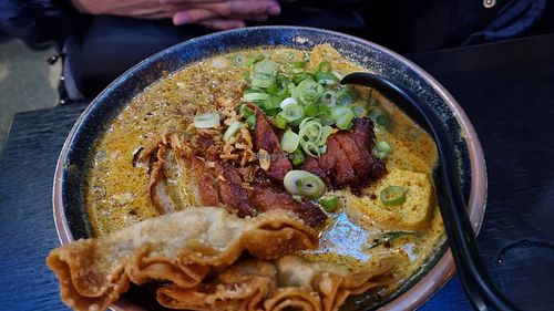 Laksa noodles (Spicy thick gravy added with rich coconut milk) at Soul Vegan in Edinburgh