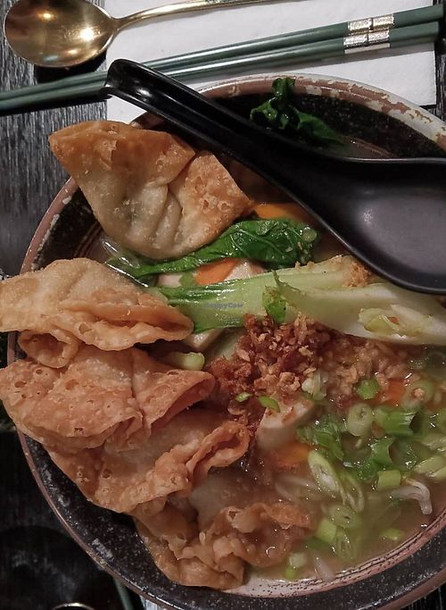 Wonton soup at Soul Vegan in Edinburgh