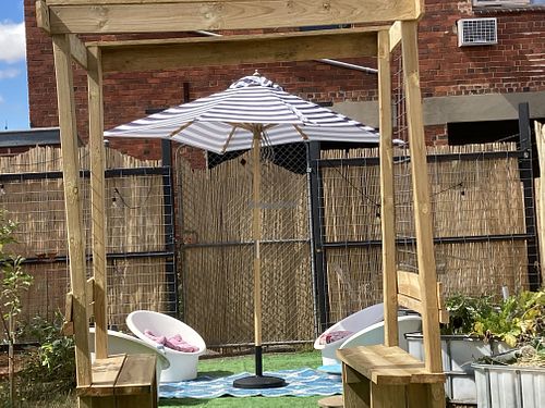 Garden seating  at Milo Cafe and Store in Maryborough