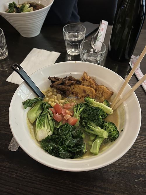 The spicy curry veg ramen (not too spicy honestly but had a nice kick)  at Yuzu Kitchen in Pittsburgh