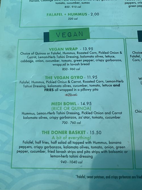 Menu  at Spitz in Salt Lake City