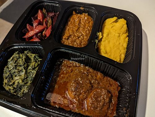 Takeaway vegan platter at Gojo Ethiopian Eatery in Auckland