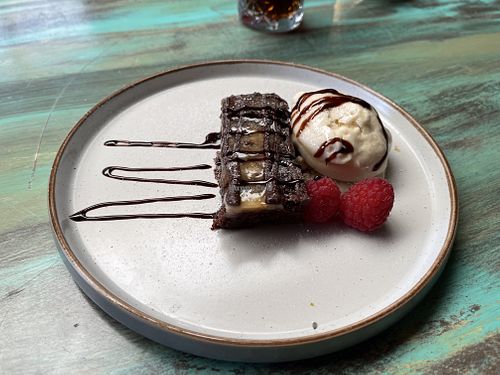 Brownie and ice cream mmm yum!  at The Barn Pub & Restaurant in Rugby