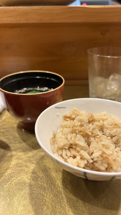 Ginger rice and soup  at Vegan Izakaya NIJIYA 虹屋 in Kyoto