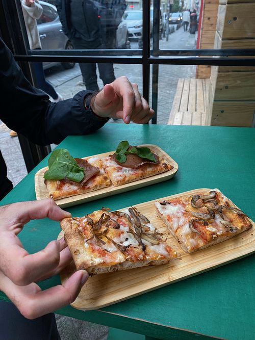 Vegan pizza options   at Trippy Veggie in Istanbul