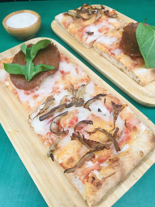 Vegan pizza options   at Trippy Veggie in Istanbul