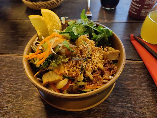 Bowl with peanut sauce at Vietal Village in Gottingen
