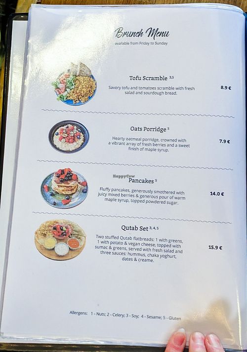 Menu page at Dervish at Dervish in Berlin