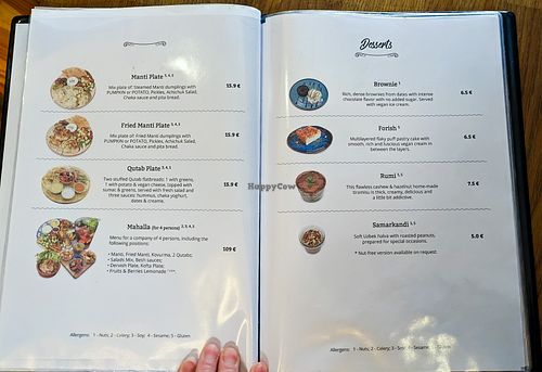Menu page at Dervish at Dervish in Berlin