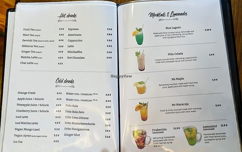 Menu page at Dervish at Dervish in Berlin