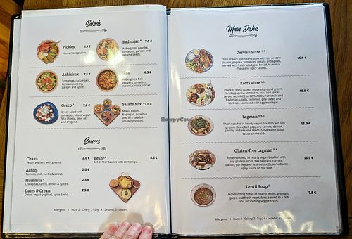 Menu page at Dervish at Dervish in Berlin