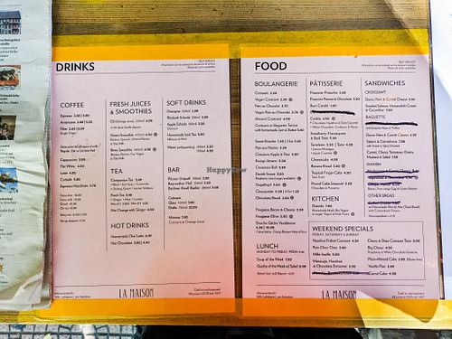 Menu at La Maison at La Maison in Berlin