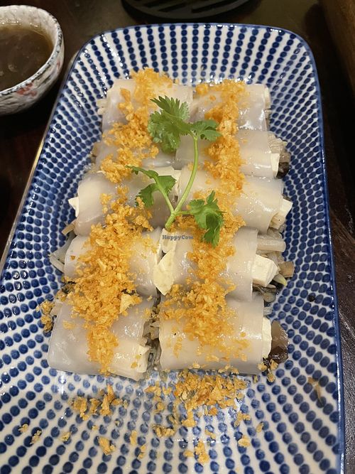 Rice noodle rolls with tofu and shiitake   at Lhong Khao in Phuket