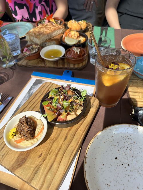 Falafel and heirloom tomato salad  at Casita Miro in Waiheke Island