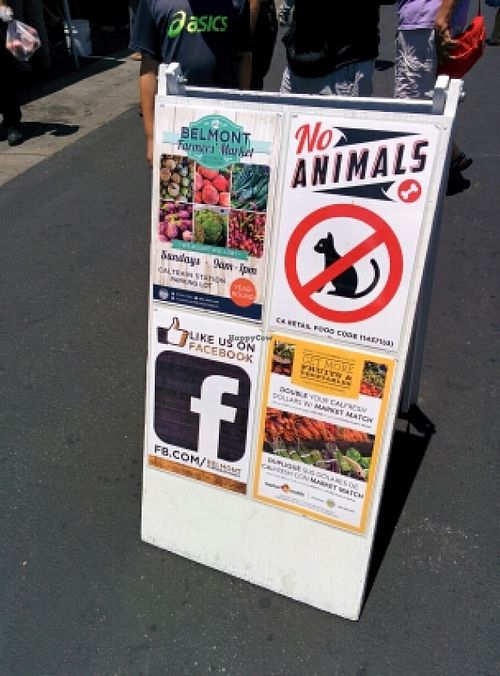 sign at Belmont Farmers' Market in Belmont