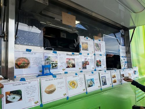 falafel food truck at College of San Mateo Farmers' Market in San Mateo