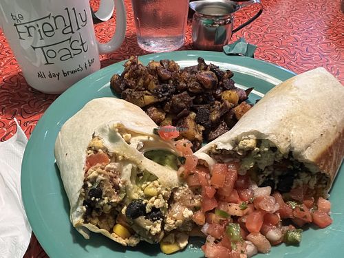 Vegan breakfast burrito  at The Friendly Toast in Portland