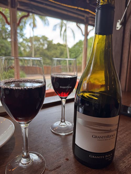 Certified vegan wine- Granite Ridge  at Cafe de Orient in Palmwoods