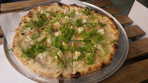 Four cheese pizza at Double Zero in Tel Aviv