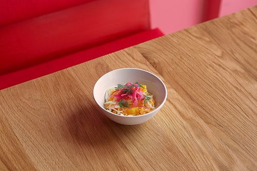 Starter from our five course dinner event: pumpkin coleslaw with orange and pickled fennel at HAPPA Restaurant in Berlin