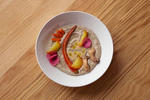 Main course from our five course dinner event: lentil cream with homemade ferments and winter vegetables at HAPPA Restaurant in Berlin