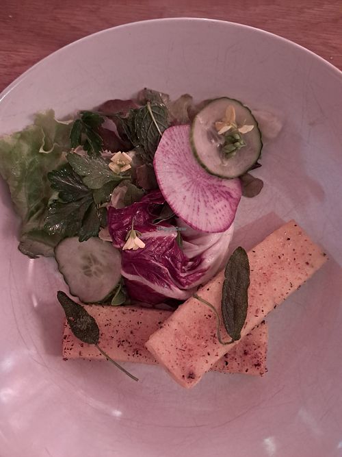 Fried polenta ans herb salad at HAPPA Restaurant in Berlin