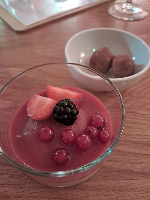 Cashew panna cotta and chocolate truffle at HAPPA Restaurant in Berlin