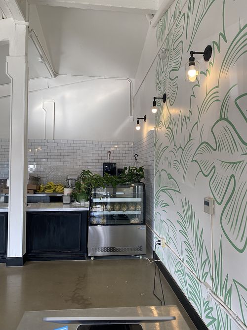 Cool Interior Wall Art (Excited for What Is to Come!)  at Be Well Juice in San Leandro