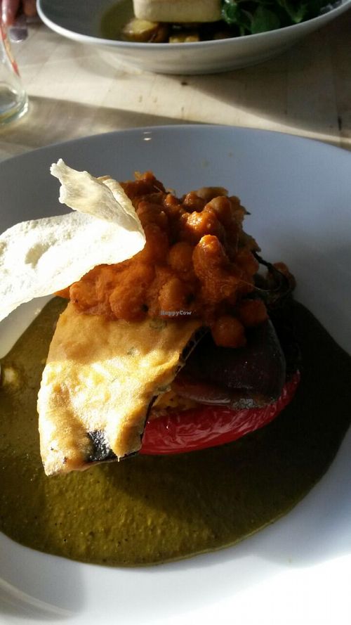 Spectacular curry stack at Sky Apple Cafe in Newcastle Upon Tyne