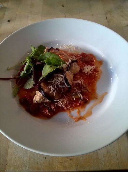 Aubergine Gnudi at Sky Apple Cafe in Newcastle Upon Tyne