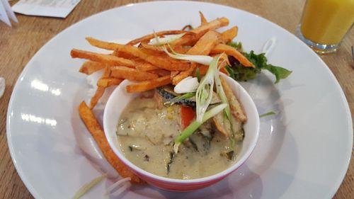 Curry and chips at Sky Apple Cafe in Newcastle Upon Tyne