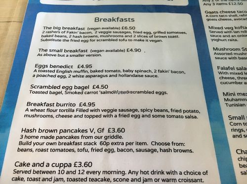 breakfast menu  at Sky Apple Cafe in Newcastle Upon Tyne