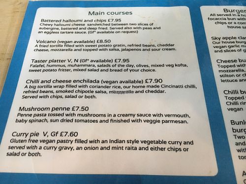 main courses Nov 16 at Sky Apple Cafe in Newcastle Upon Tyne