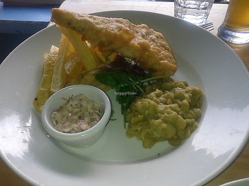 Vegan vish and chips at Sky Apple Cafe in Newcastle Upon Tyne