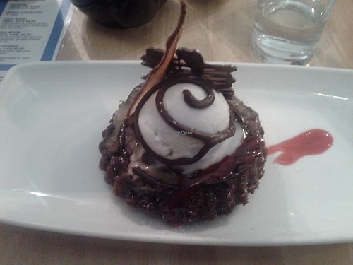 Chocolate and pear brownie at Sky Apple Cafe in Newcastle Upon Tyne