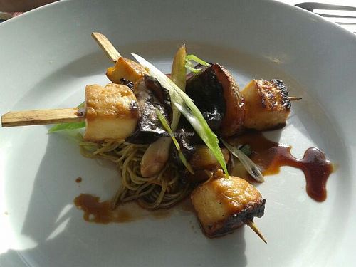 Halloumi and vegetable kushiyaki  at Sky Apple Cafe in Newcastle Upon Tyne