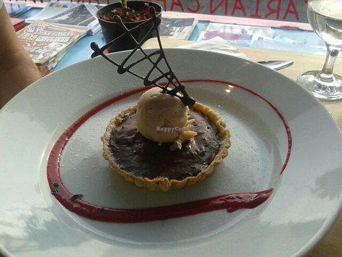 Chocolate, Banana and Peanut Tart at Sky Apple Cafe in Newcastle Upon Tyne
