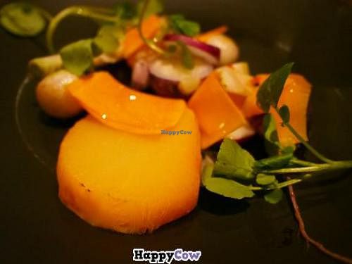 Fermented pumpkin salad with radish at Ethos in Hobart