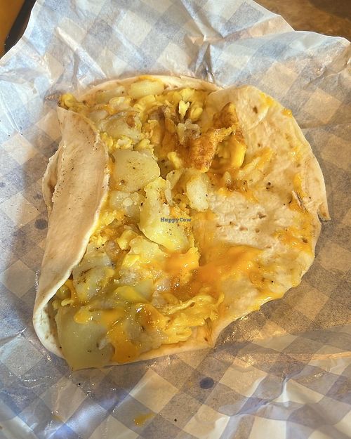 Potato, egg, and cheese taco  at Vanlys Vegan Market and Eatery in Cypress