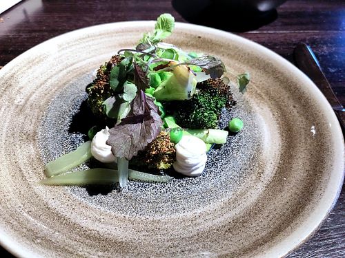 Vegan main (grilled brocoli) at Shelter in Helsinki