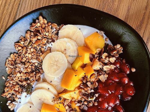 Home-made vegan granola, high in protein, made with palm honey at La Escala in Tenerife