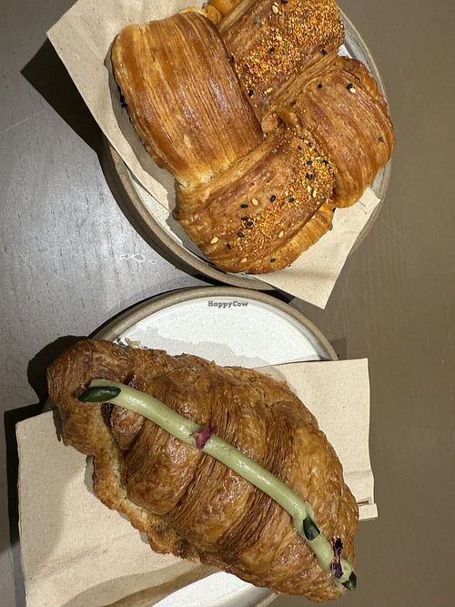 Vegan pastries with kimchi and pistachio   at Origin Coffee in London