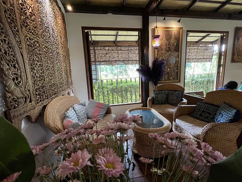Decorated with Thai handicrafts   at Sala Cafe - ศาลากาแฟ in Chiang Mai