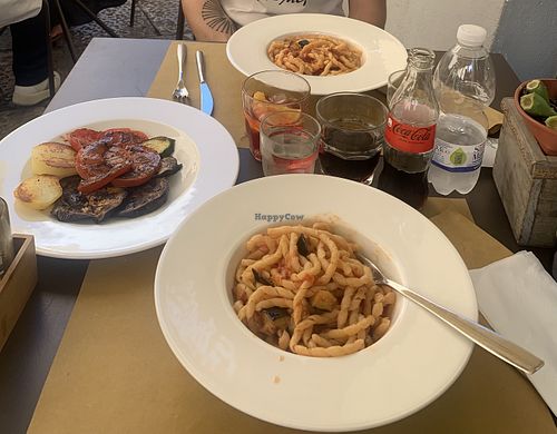 Pasta alla norma and grilled veggies  at Casa Stagnitta in Palermo